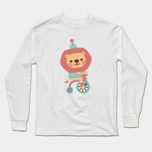 Cute Lion Cycling On Bicycle Long Sleeve T-Shirt